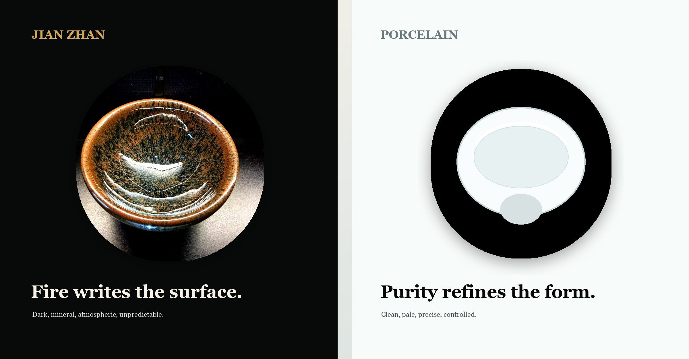 Jian Zhan vs Porcelain: Material, Weight, and Tea Ritual