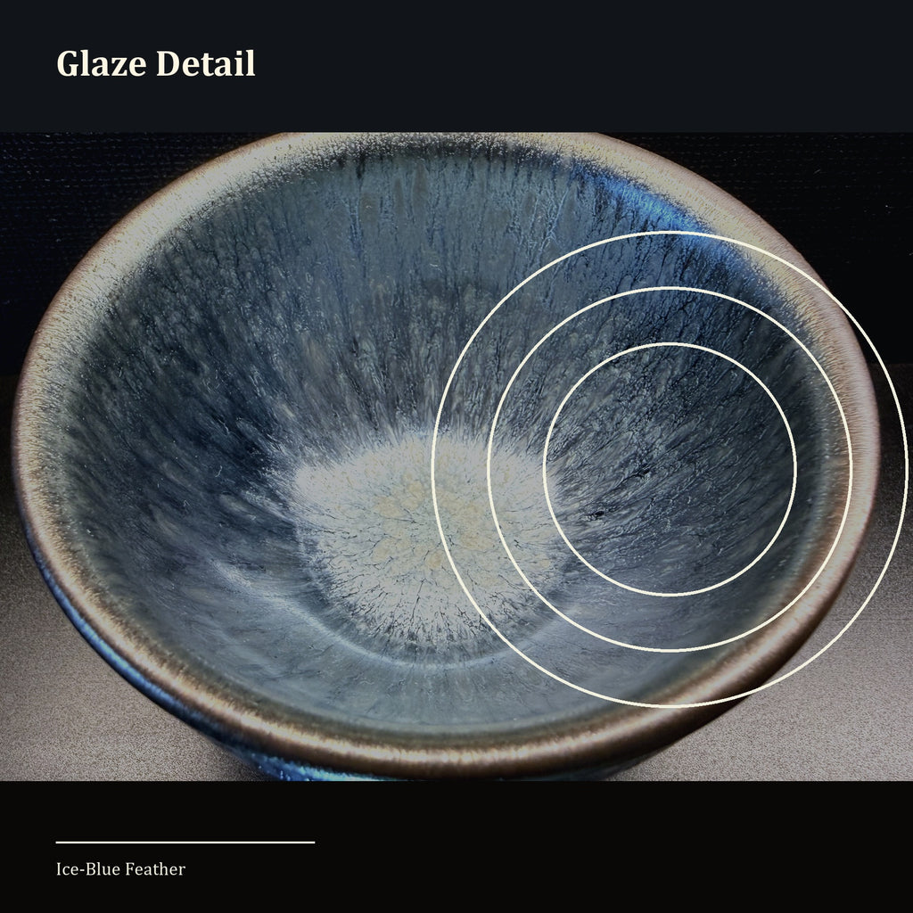 Ice Blue Feather Jian Zhan Tea Cup - glaze detail close-up