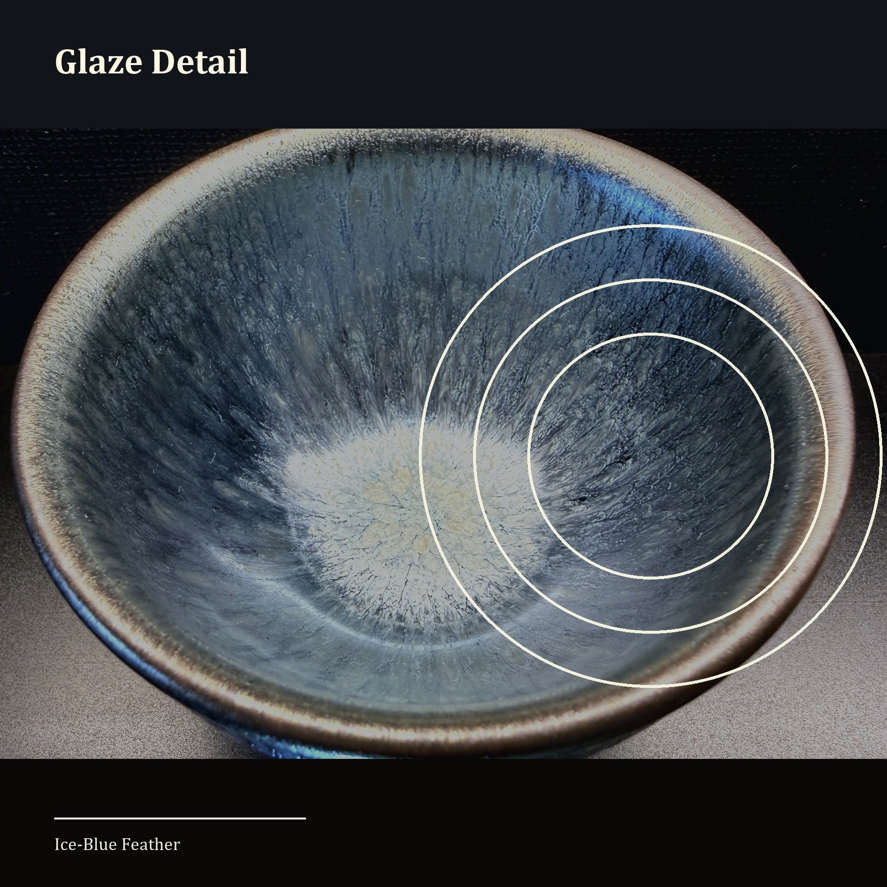 Ice Blue Feather Jian Zhan Tea Cup - glaze detail close-up