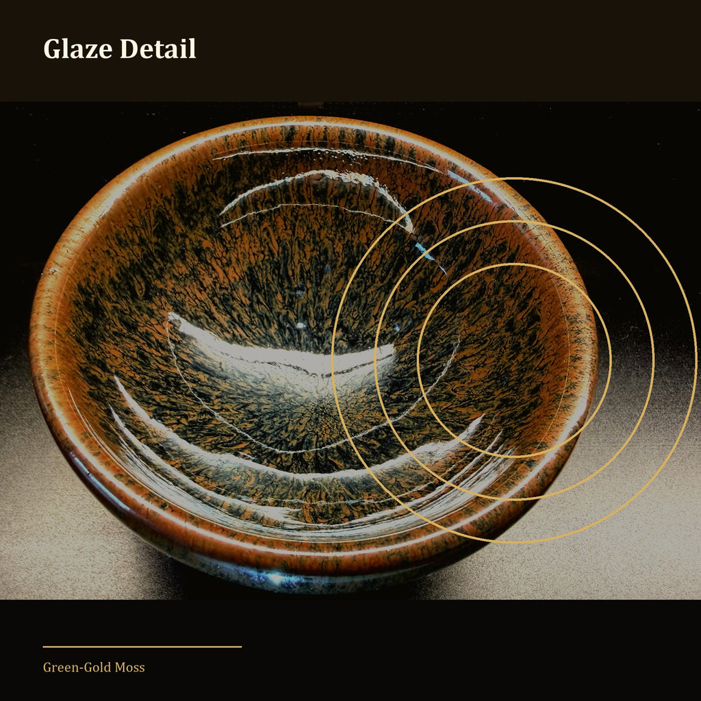 Golden Moss Hare's Fur Jian Zhan Tea Cup - glaze detail close-up