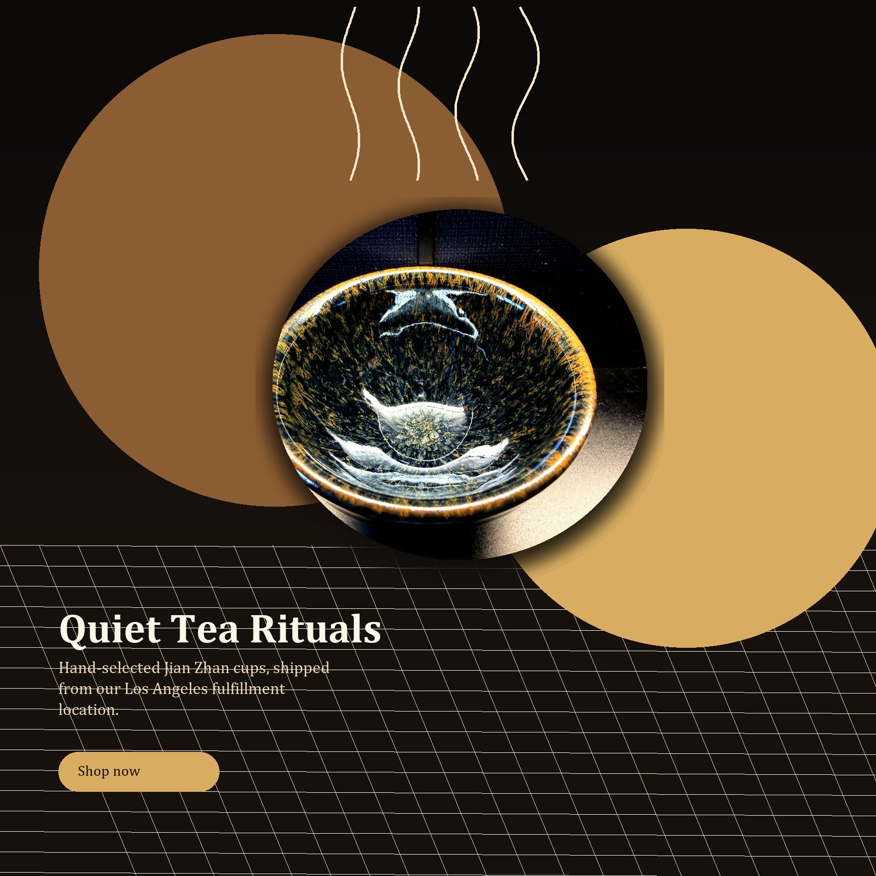 Deep Copper Hare's Fur Jian Zhan Tea Cup - tea table lifestyle scene