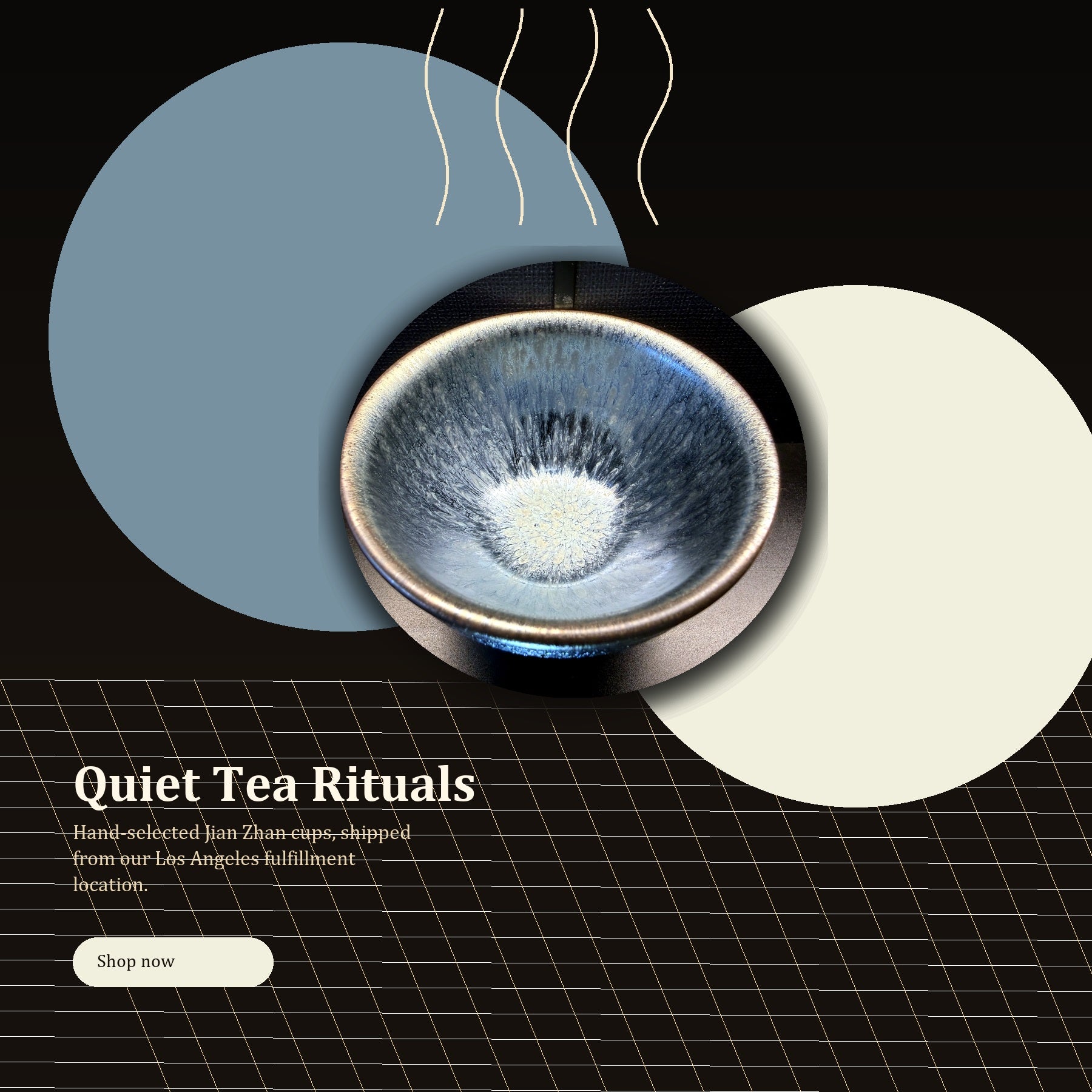 Ice Blue Feather Jian Zhan Tea Cup - tea table lifestyle scene