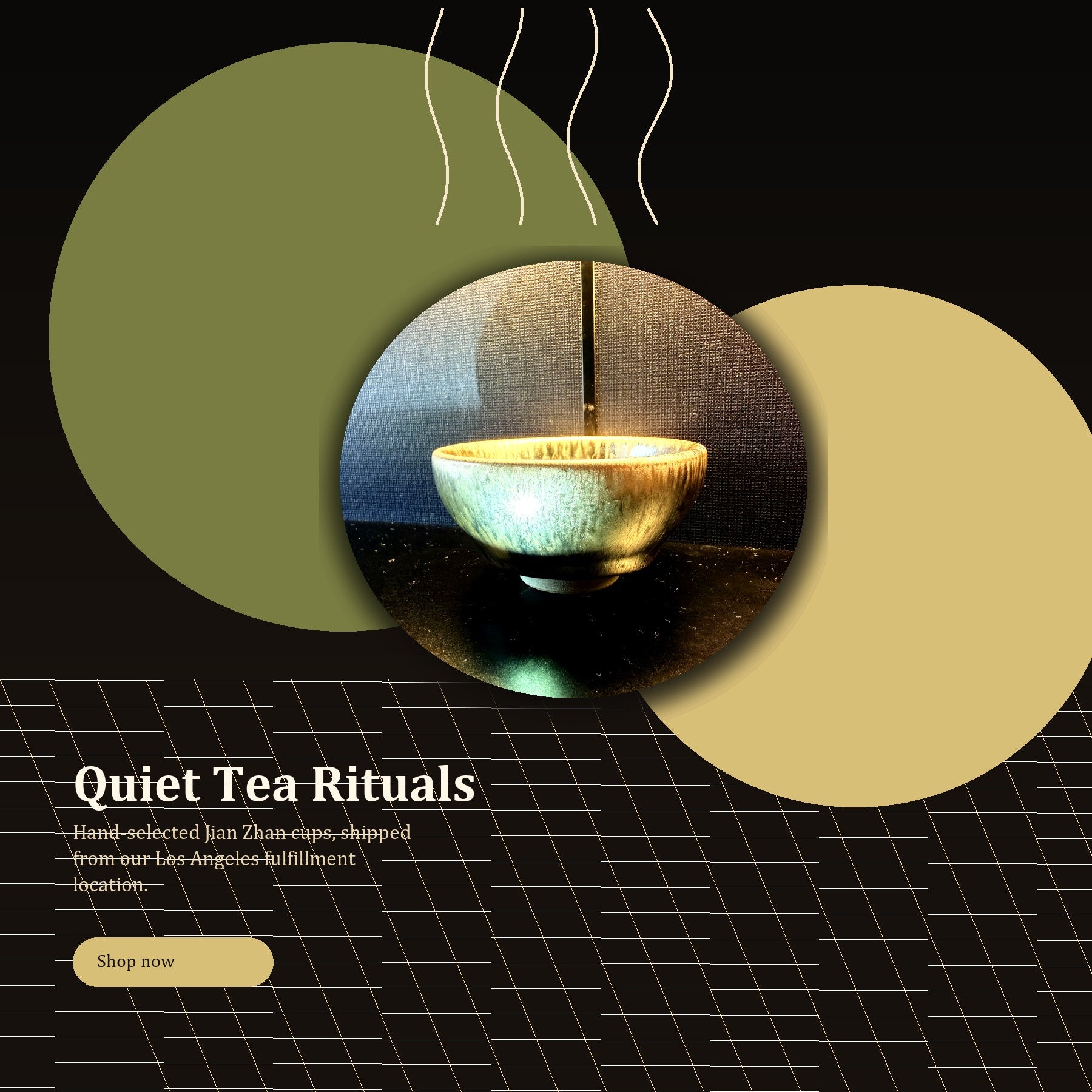 Olive Gold Tenmoku Jian Zhan Tea Cup - tea table lifestyle scene