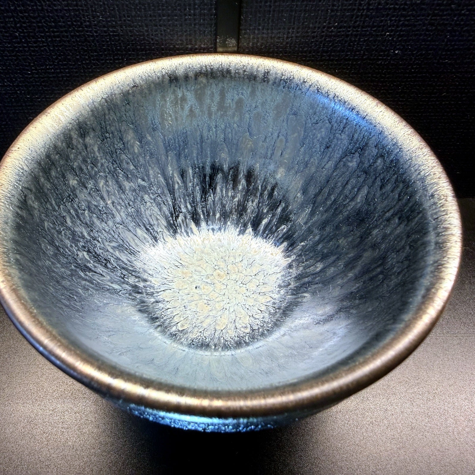 Ice Blue Feather Jian Zhan Tea Cup - clean product photo, view one