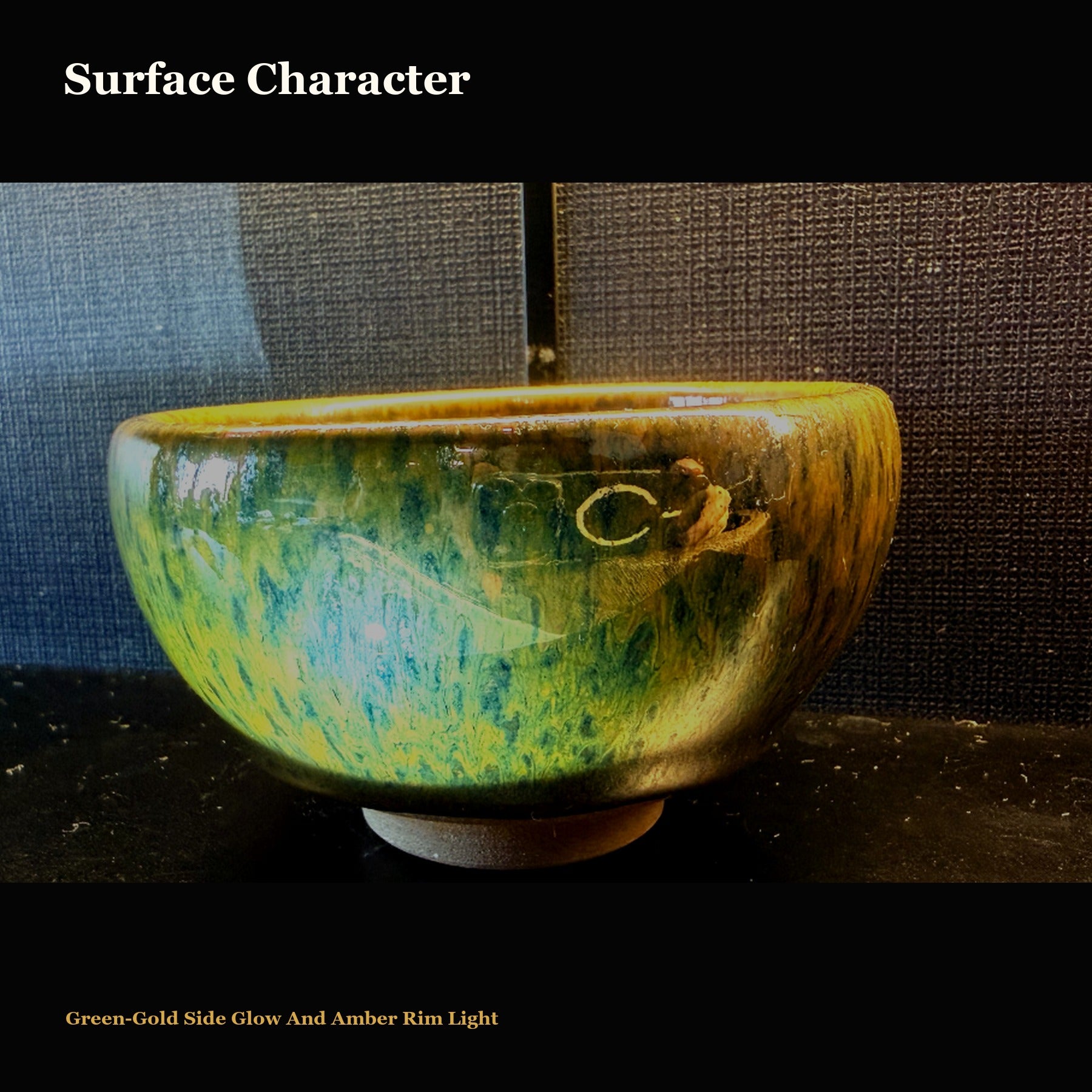 Amber Aurora Tall Jian Zhan Tea Cup - surface character