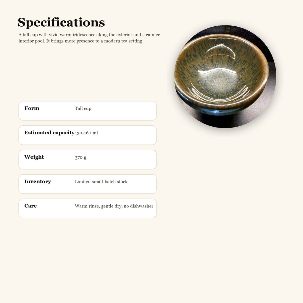 Amber Aurora Tall Jian Zhan Tea Cup - specifications and use