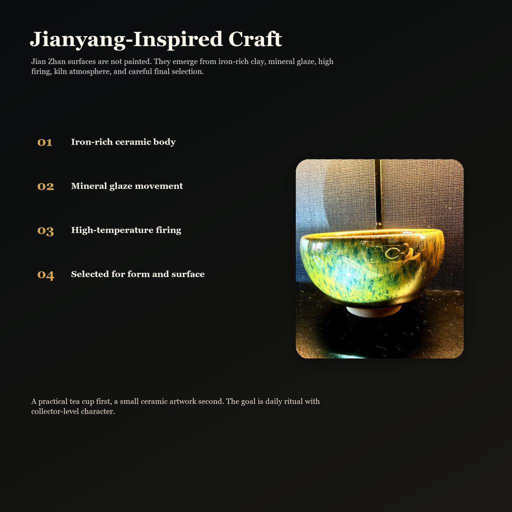 Amber Aurora Tall Jian Zhan Tea Cup - craft process