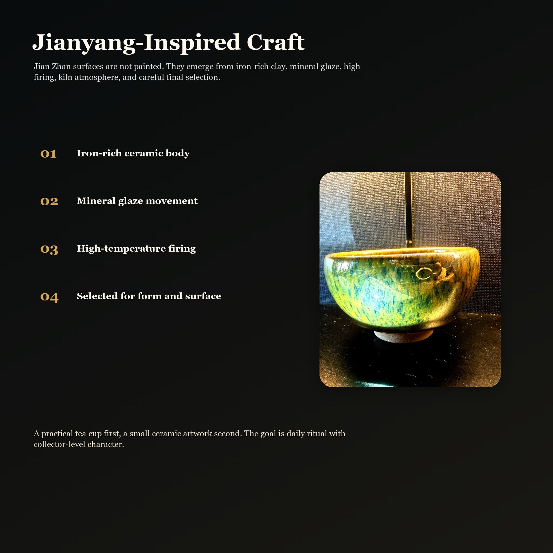 Amber Aurora Tall Jian Zhan Tea Cup - craft process