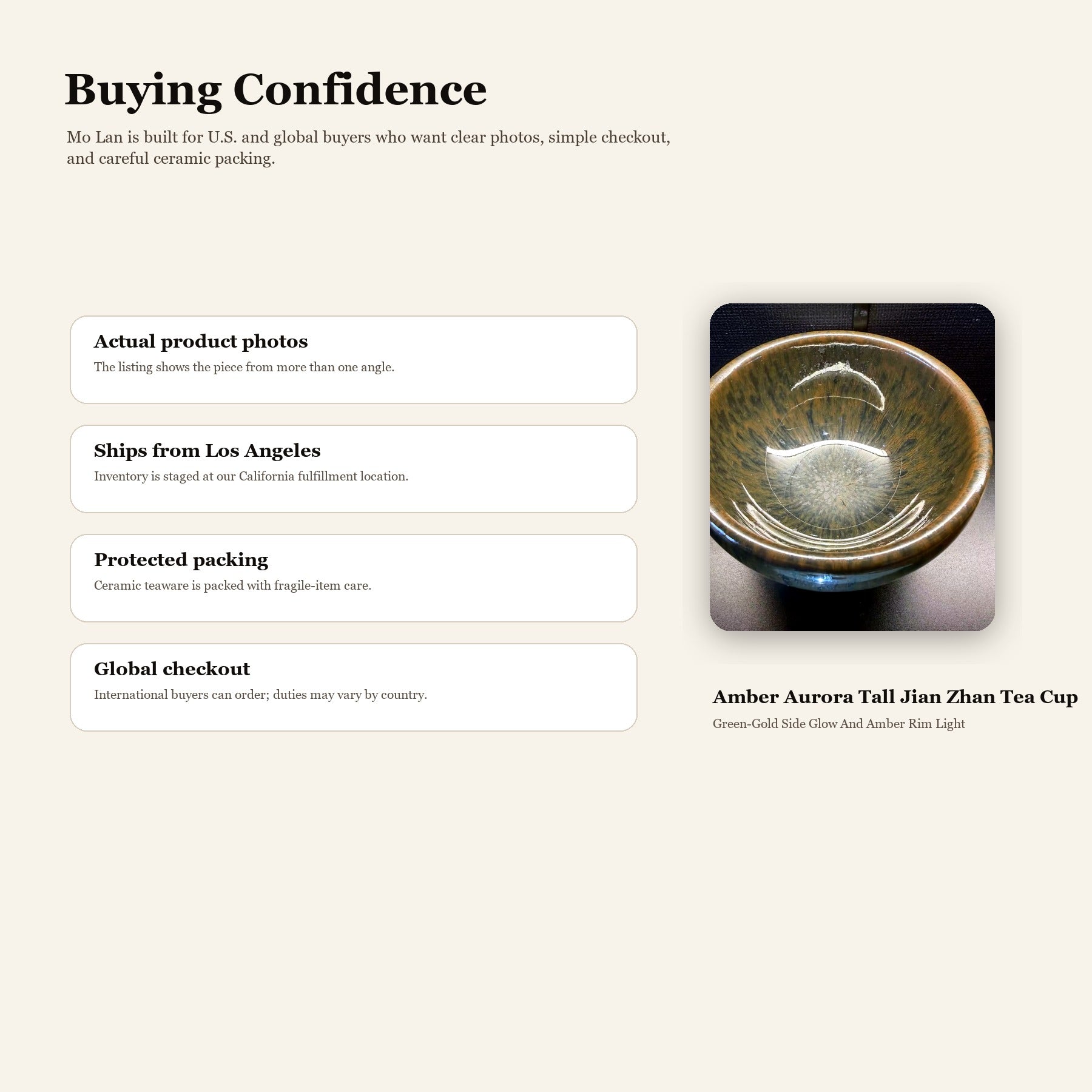 Amber Aurora Tall Jian Zhan Tea Cup - buying confidence