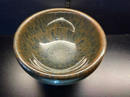 Amber Aurora Tall Jian Zhan Tea Cup - clean front view of the actual glaze and form