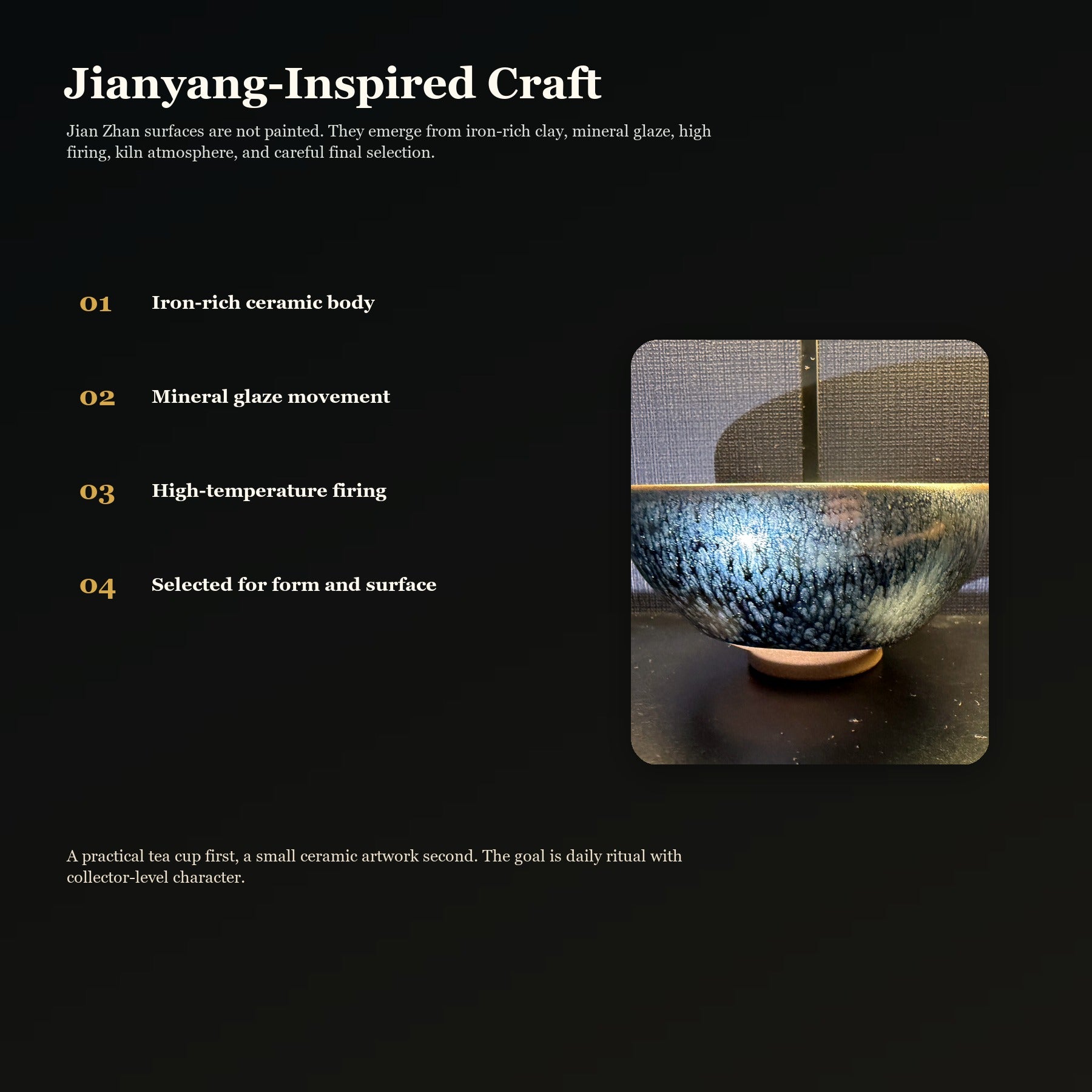 Cloudburst Well Jian Zhan Tea Bowl - craft process