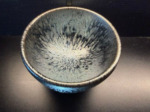 Cloudburst Well Jian Zhan Tea Bowl - clean front view of the actual glaze and form