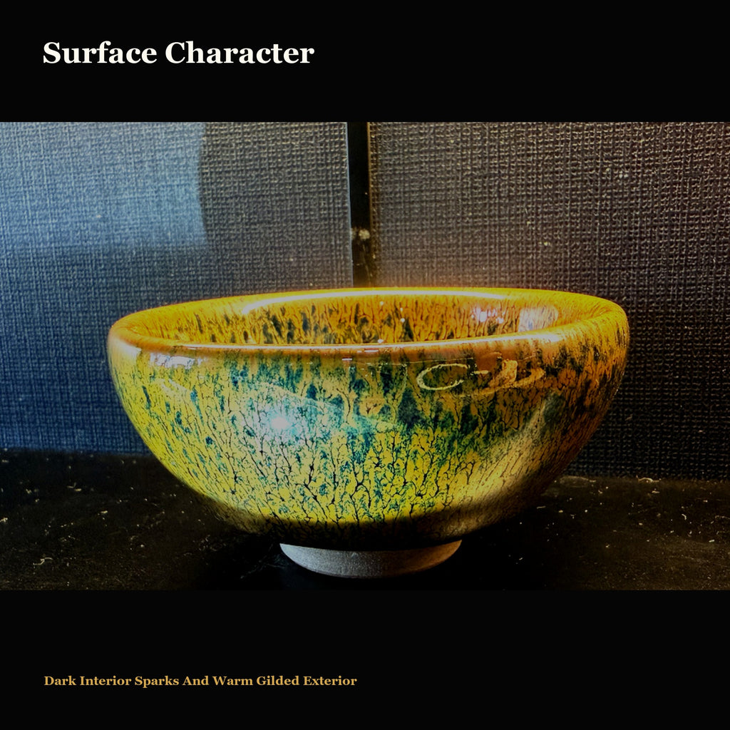 Ember Constellation Jian Zhan Tea Bowl - surface character