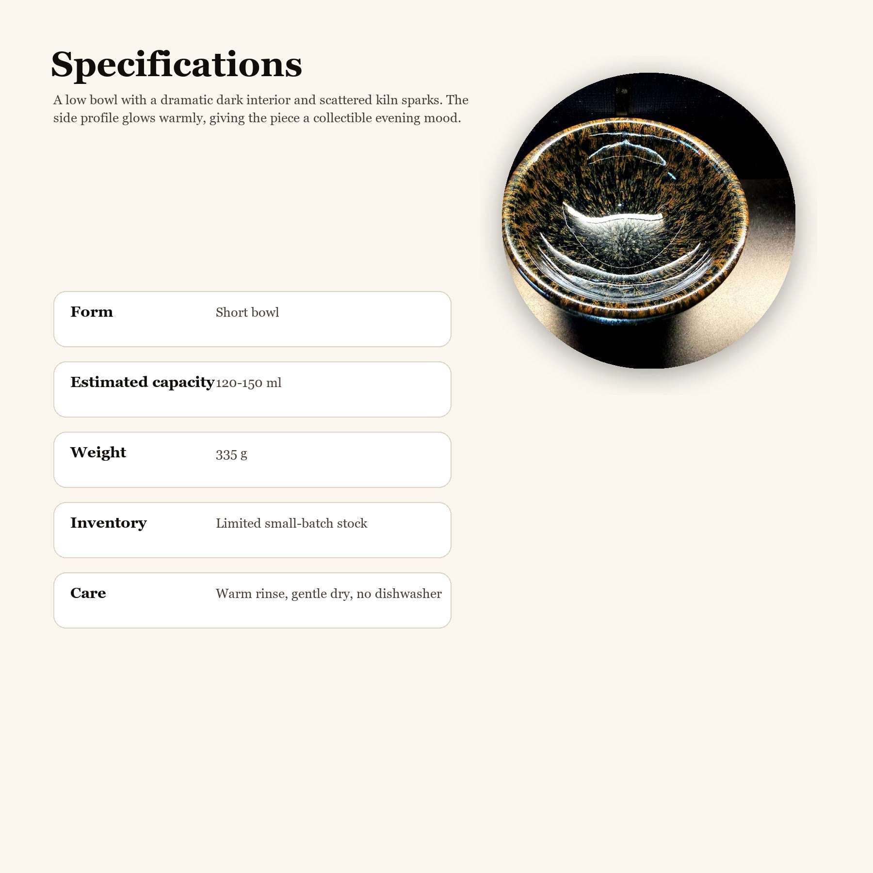 Ember Constellation Jian Zhan Tea Bowl - specifications and use