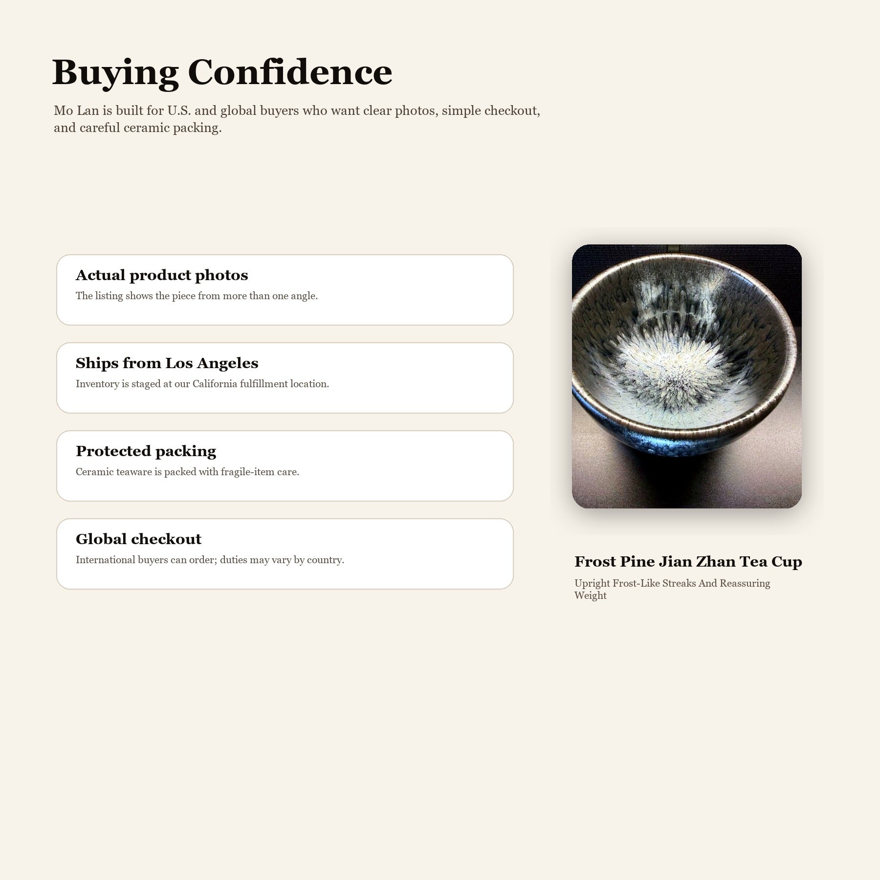 Frost Pine Jian Zhan Tea Cup - buying confidence