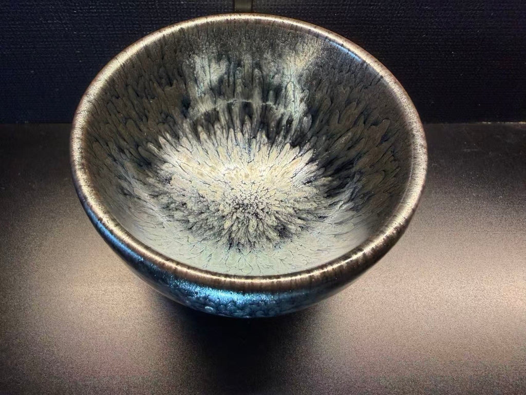 Frost Pine Jian Zhan Tea Cup - clean front view of the actual glaze and form
