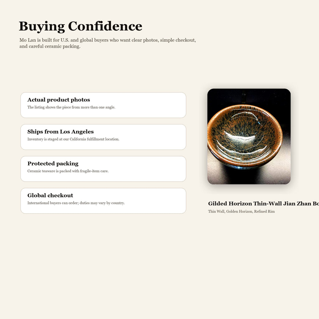 Gilded Horizon Thin-Wall Jian Zhan Bowl - buying confidence