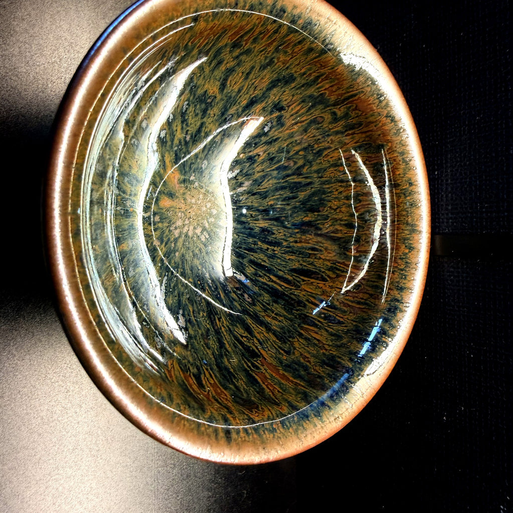 Copper Hare's Fur Rim Jian Zhan Tea Cup - clean product photo, view two