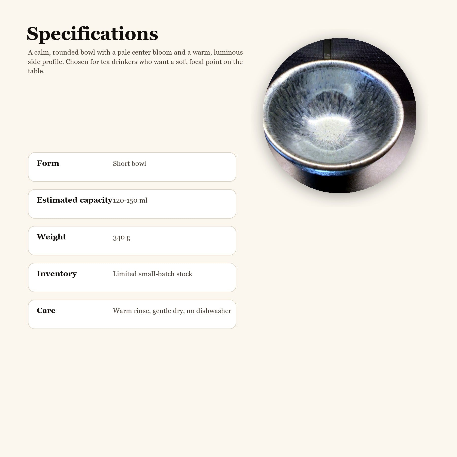 Moonlit Halo Jian Zhan Tea Bowl - specifications and use