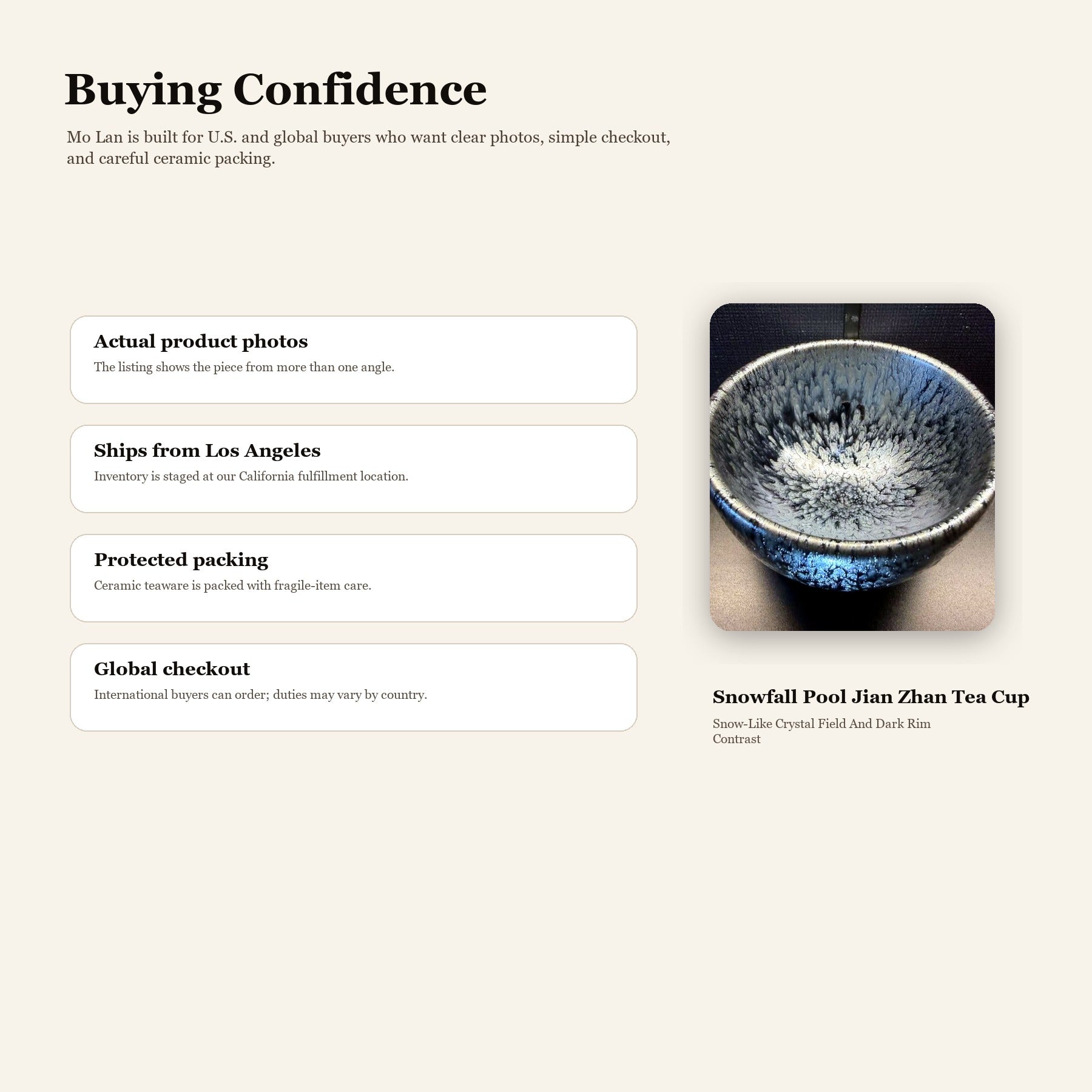 Snowfall Pool Jian Zhan Tea Cup - buying confidence